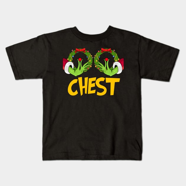 Chest Nuts Christmas Funny Matching Couple Chest Kids T-Shirt by Chea Shepherd